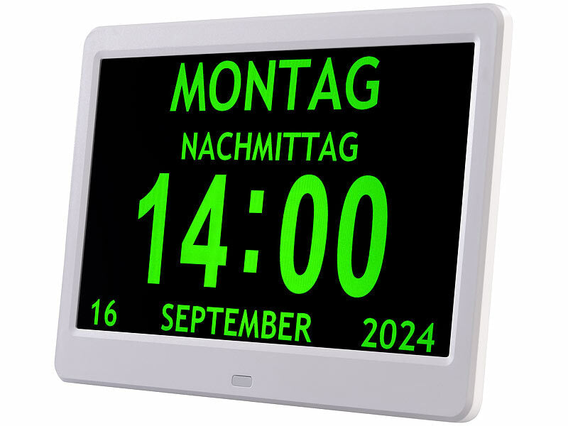 Digital-Uhr mit 10"-Display, Wecker, Medizin-Erinnerung, Mediaplayer