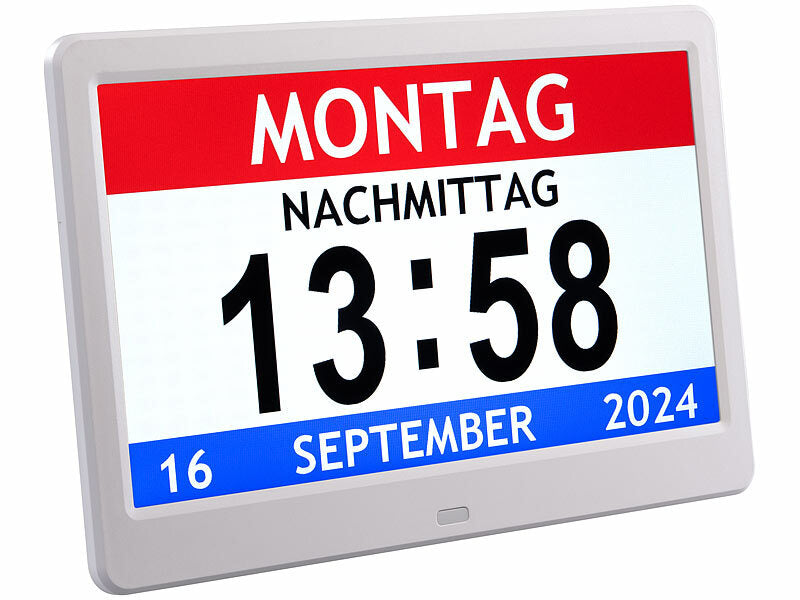 Digital-Uhr mit 10"-Display, Wecker, Medizin-Erinnerung, Mediaplayer