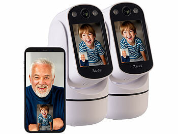 7links Babyphone: 2er-Set 2in1-WLAN-Überwachungskamera & Video-Telefon, Pan-Tilt