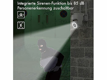 Überwachungskamera zur Grundstückssicherung mit Sirene erhältlich auf eMall