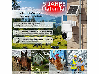 7links 4G/LTE-Akku-Außenkamera mit eSIM & 5 Jahren Datenflat, 2K, Solarpanel erhältlich auf eMall