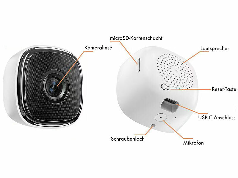 WLAN-IP-Fenster-Kamera mit 2K, 3 MP, App, Nachtsicht in Farbe, USB