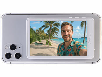 Callstel Selfie-IPS-Vorschau-Display, 3,97", magnetisch, für iOS/Android, Akku erhältlich auf eMall