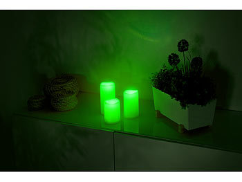 Lunartec 6er-Set dimmbare RGB-LED-Kerzen mit Timer & Fernbedienung, bunt, IP44