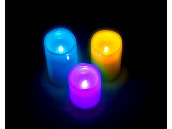 Lunartec 6er-Set dimmbare RGB-LED-Kerzen mit Timer & Fernbedienung, bunt, IP44