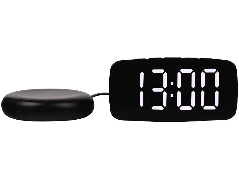 LED-Wecker mit Vibrationskissen, 3 Alarm-Modi, Snooze, Temperatur