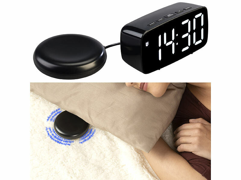LED-Wecker mit Vibrationskissen, 3 Alarm-Modi, Snooze, Temperatur