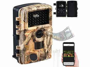 Wildtierkamera: VisorTech WLAN-Full-HD-Wildkamera mit 120°-PIR, Nachtsicht, 6 Mon. Stand-by, App