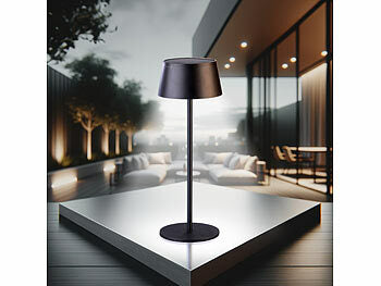 Solar Tischlampe: Lunartec LED-Solar-Tischleuchte, 150 Lumen, 1.200 mAh, dimmbar, USB