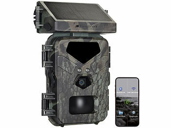 Wildkamera WLAN Solar: VisorTech WLAN-4K-Wildkamera mit Solarpanel, High-Power-No-Glow-LEDs, App erhältlich auf eMall