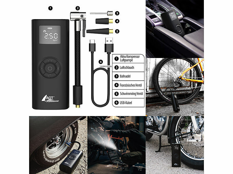 Ultrakompakte Akku-Kompressor-Luftpumpe, 150 psi, 4.000 mAh, 35 W