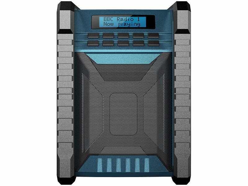 Digitales DAB+/FM-Baustellenradio, Bluetooth, 80 Watt, IP54, Akku