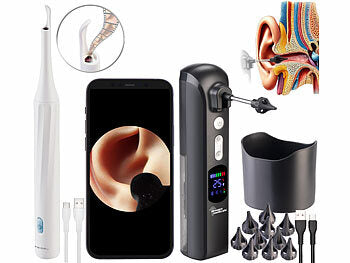 Ohrenreiniger: newgen medicals Set: WLAN-Otoskop mit 5MP Kamera und elektrischer Akku-Ohrreiniger erhältlich auf eMall