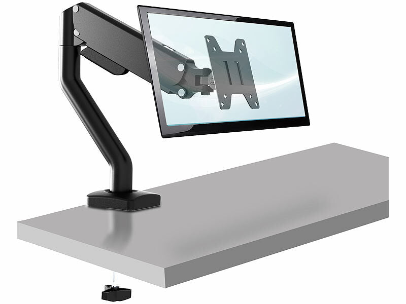 Gasgefederter Monitor-Schwenkarm bis 81 cm/32", Pivot, VESA-kompatibel