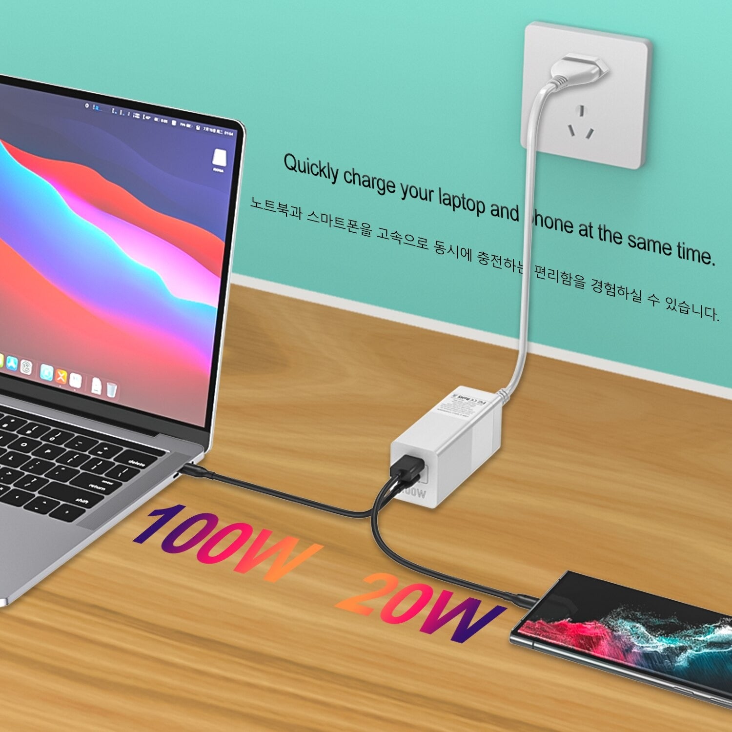 100W  Schnell Ladegerät PD100W PPS USB A Typ C