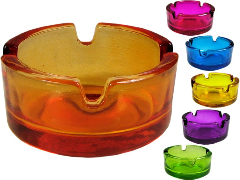 Aschenbecher Glas, 6farbig sortiert, Ø 7 cm