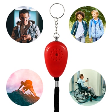 Panikalarm zum Umhängen mit Schlüsselring, Schutz bei Überfall, Diebstahl 105dB