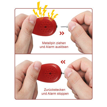 Panikalarm zum Umhängen mit Schlüsselring, Schutz bei Überfall, Diebstahl 105dB