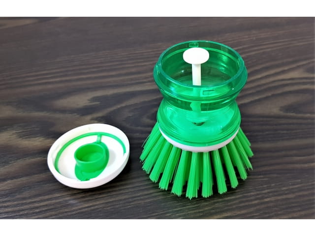 Spülbürste mit Spender und Auffangbecher