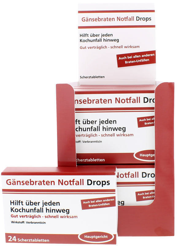 Scherztabletten Gänsebraten Notfall Drops