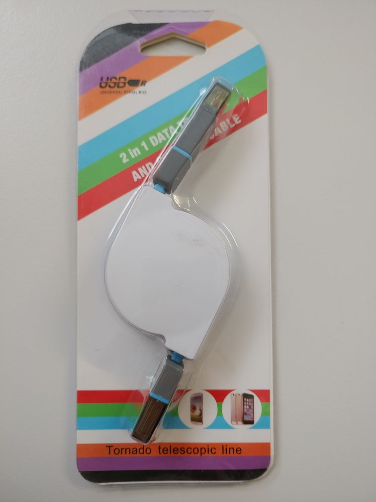 2in1 Ausziehbares Daten & Ladekabel für iPhone/Samsung und viele mehr | #Elektroniktrade.ch#