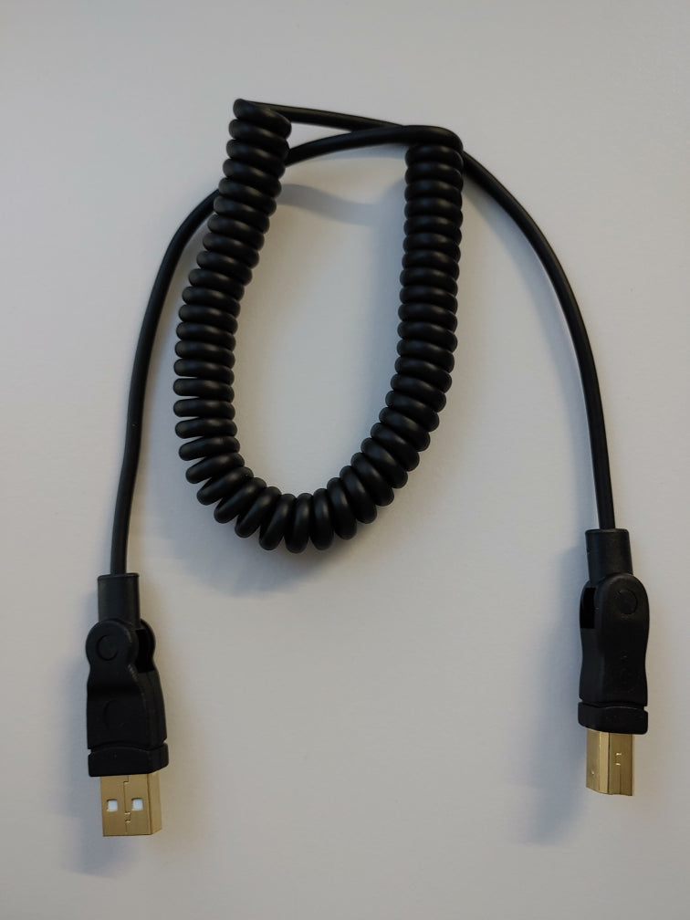 USB Spiral Drucker Kabel 1m Biegsam/180 Grad | #Elektroniktrade.ch#