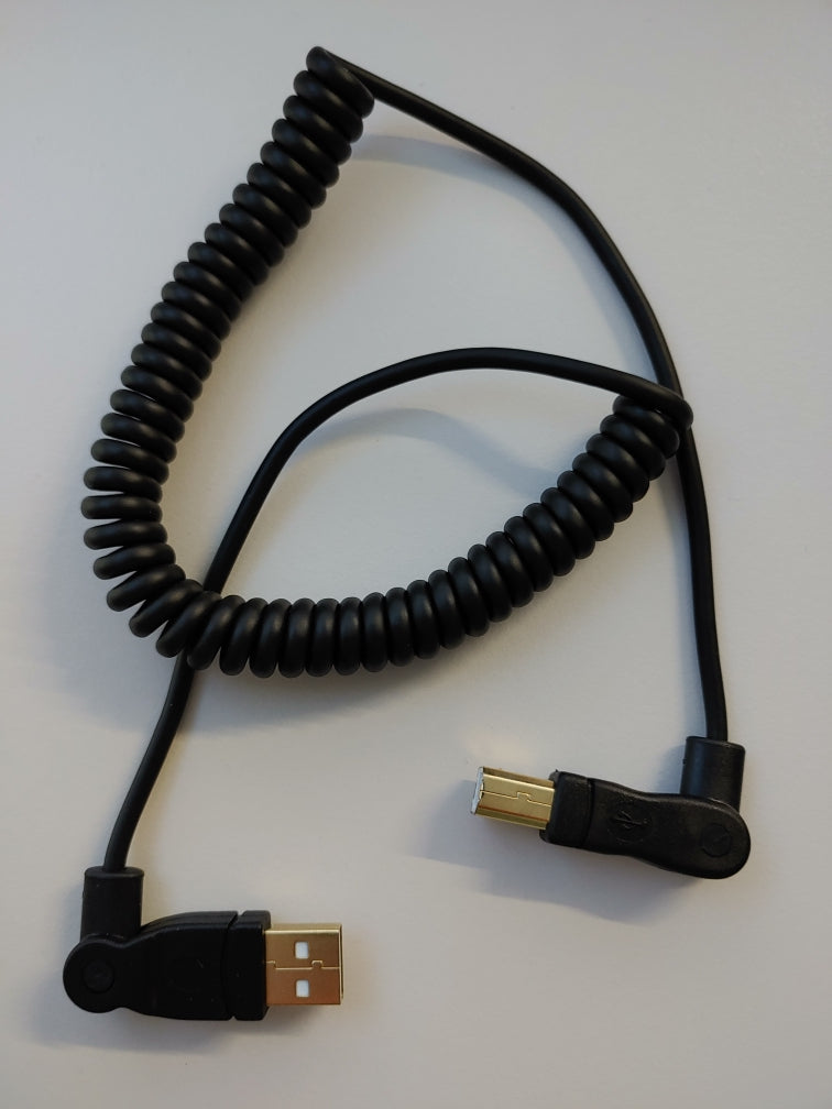 USB Spiral Drucker Kabel 1m Biegsam/180 Grad | #Elektroniktrade.ch#