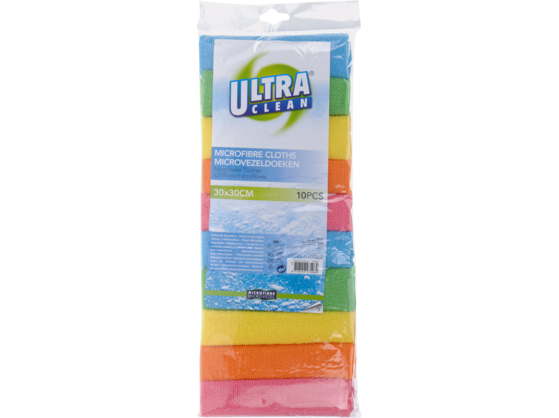Microfasertuch Putztuch, 10er Set, 30 x 30 cm vielfach sortiert, im Hängeblister