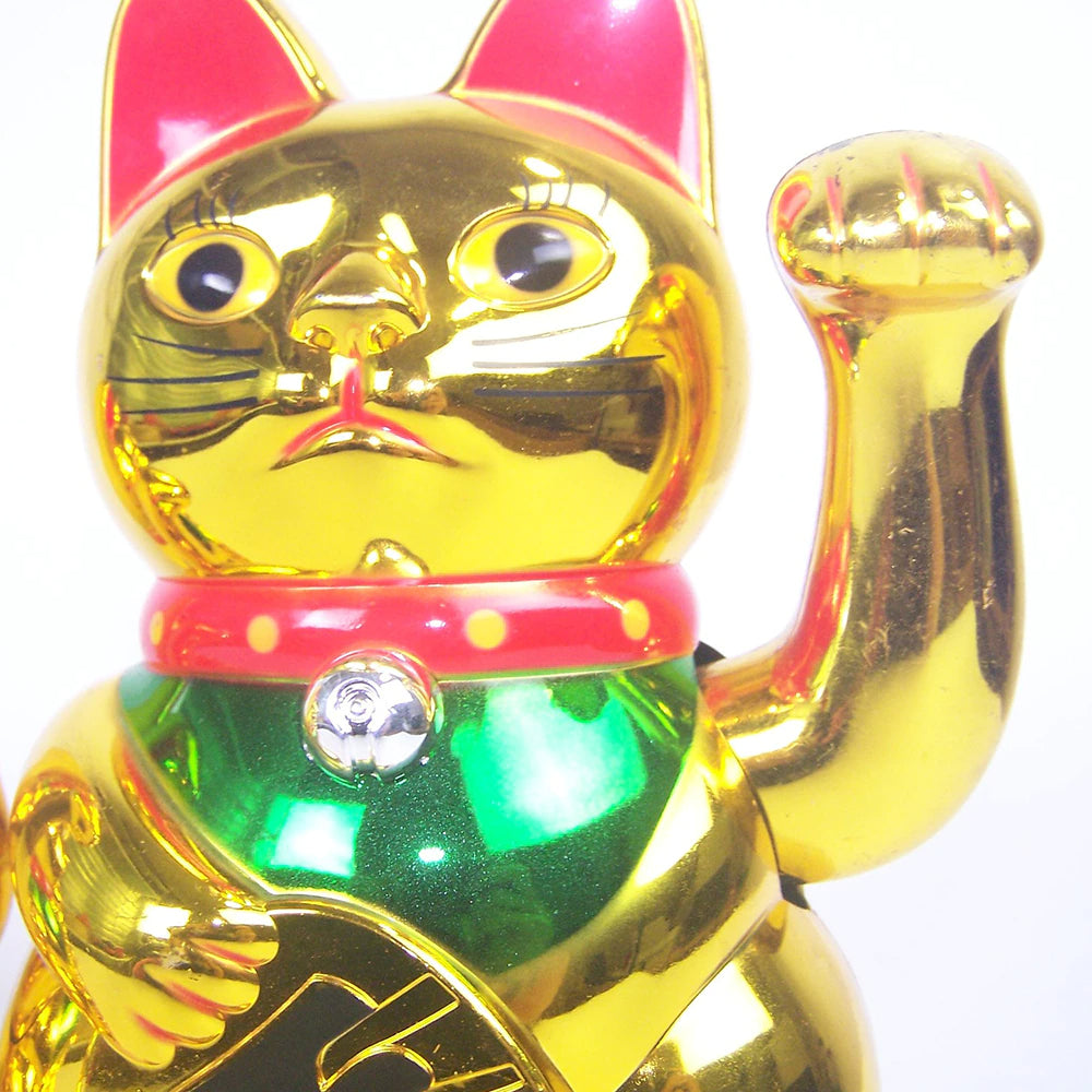 Gold Feng Shui Maneki Neko Winke Katze Klein 12.8cm
