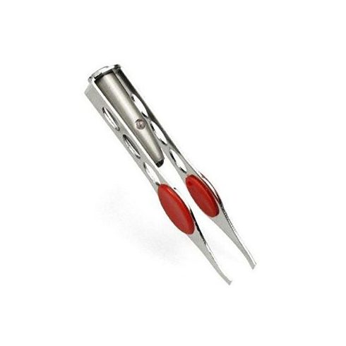 PINZETTE schräge Spitze LED-Licht Edelstahl 9,5 cm | #Elektroniktrade.ch#