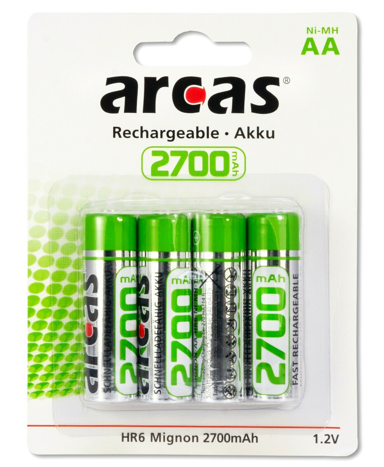 Arcas Akku AA Mignon HR6 1,2V NiMH 2700mAh | #Elektroniktrade.ch#