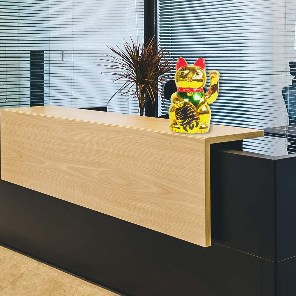 Gold Feng Shui Maneki Neko Winke Katze Klein 12.8cm