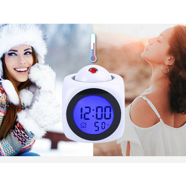 Multifunktions-Digitalwecker mit Sprach gesteuerter LED-Projektionstemperatur