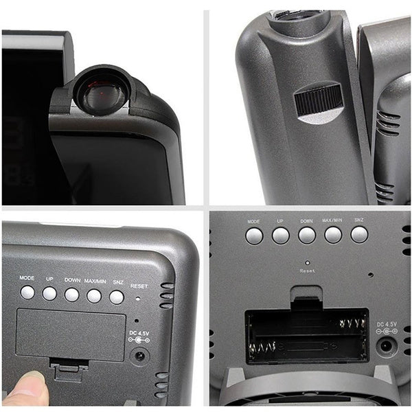 Digitaler Projektion Wecker mit Wetteranzeige in Weiss