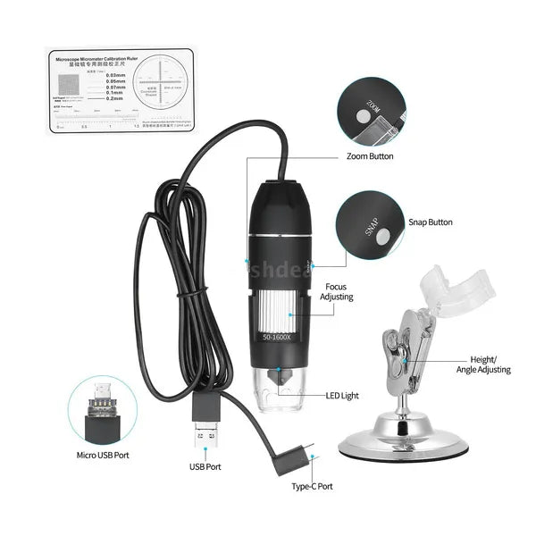 1600X Tragbares 8-LED-Lichtlupe USB-Handmikroskop