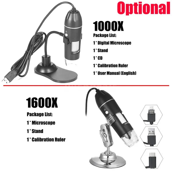 1600X Tragbares 8-LED-Lichtlupe USB-Handmikroskop