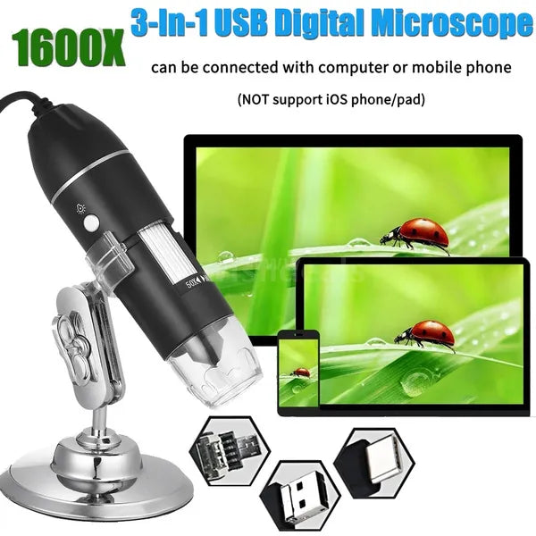 1600X Tragbares 8-LED-Lichtlupe USB-Handmikroskop