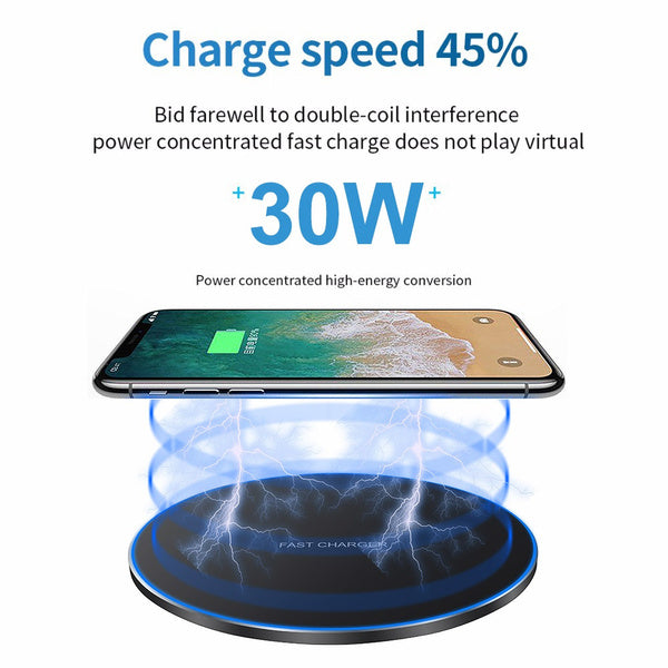 30W Fast Qi Wireless Charger Induktionsladestation
