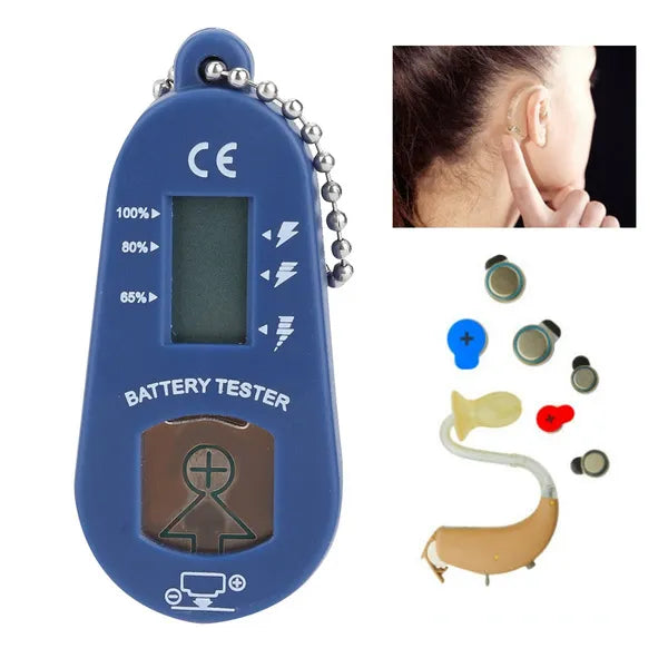 Mini-Hörgerät-Batterietester in Blau