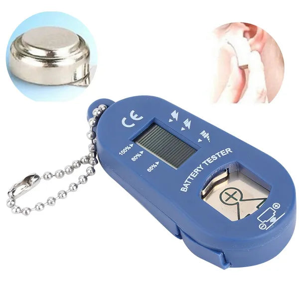 Mini-Hörgerät-Batterietester in Blau