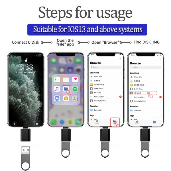 8-poliger iPhone Lightning-Stecker auf USB 3.0 OTG