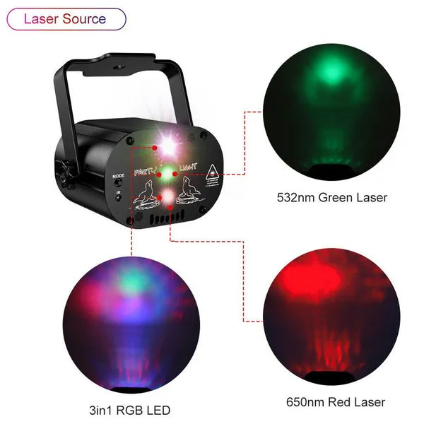 2 In 1 Laser + Aurora Licht 60 Muster 5D Laser Bühnenlicht