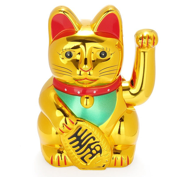 Gold Feng Shui Maneki Neko Winke Katze Gross