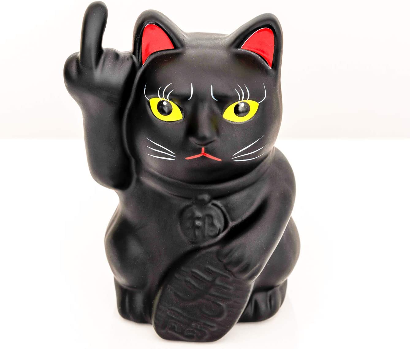 Stinkekatze, Winkekatze schwarz als Spardose aus Keramik