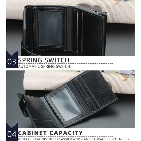 RFID Blocking Protection Herren Leder Geldbörse Alu