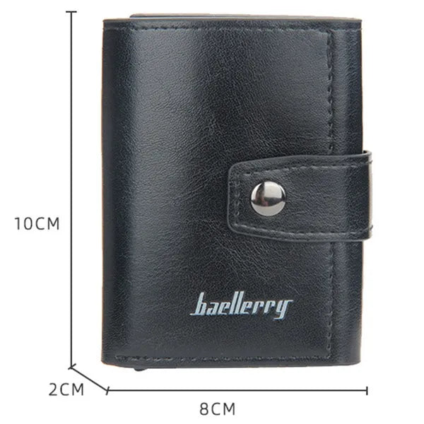 RFID Blocking Protection Herren Leder Geldbörse Alu