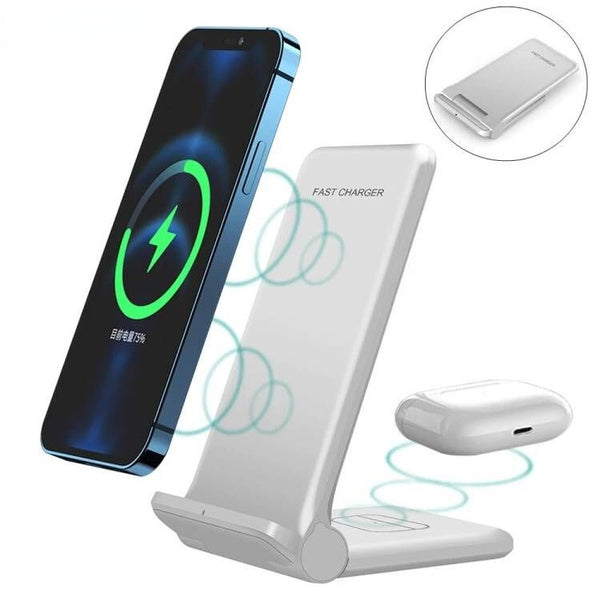2-in-1-Qi-Wireless-Ladegerät Faltbare Schnellladestation