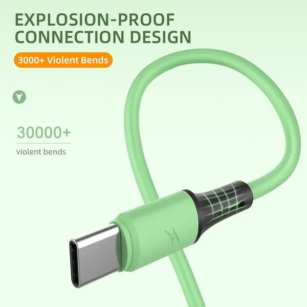 3 in 1 5A Schnelllade & Datenkabel für iPhone/Type-C/MicroUSB 2m Grün