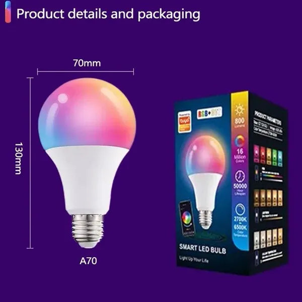 E27 Bluetooth Smart Bulb RGB + WW + CW Intelligente Glühbirnen per Tuya APP