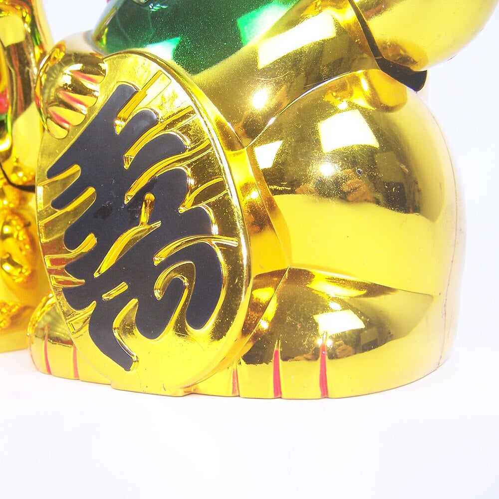 Gold Feng Shui Maneki Neko Winke Katze Klein 12.8cm